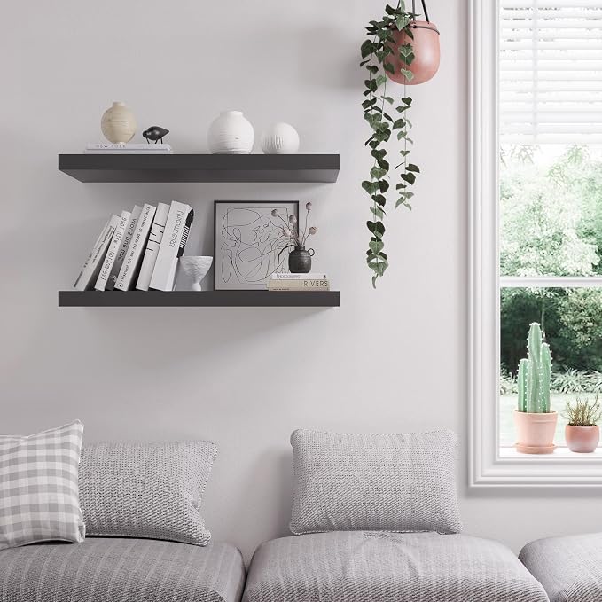 Floating Shelf, 36 in W x 12.75 in D x 2 in H Wooden Floating Wall Shelf - Image 2