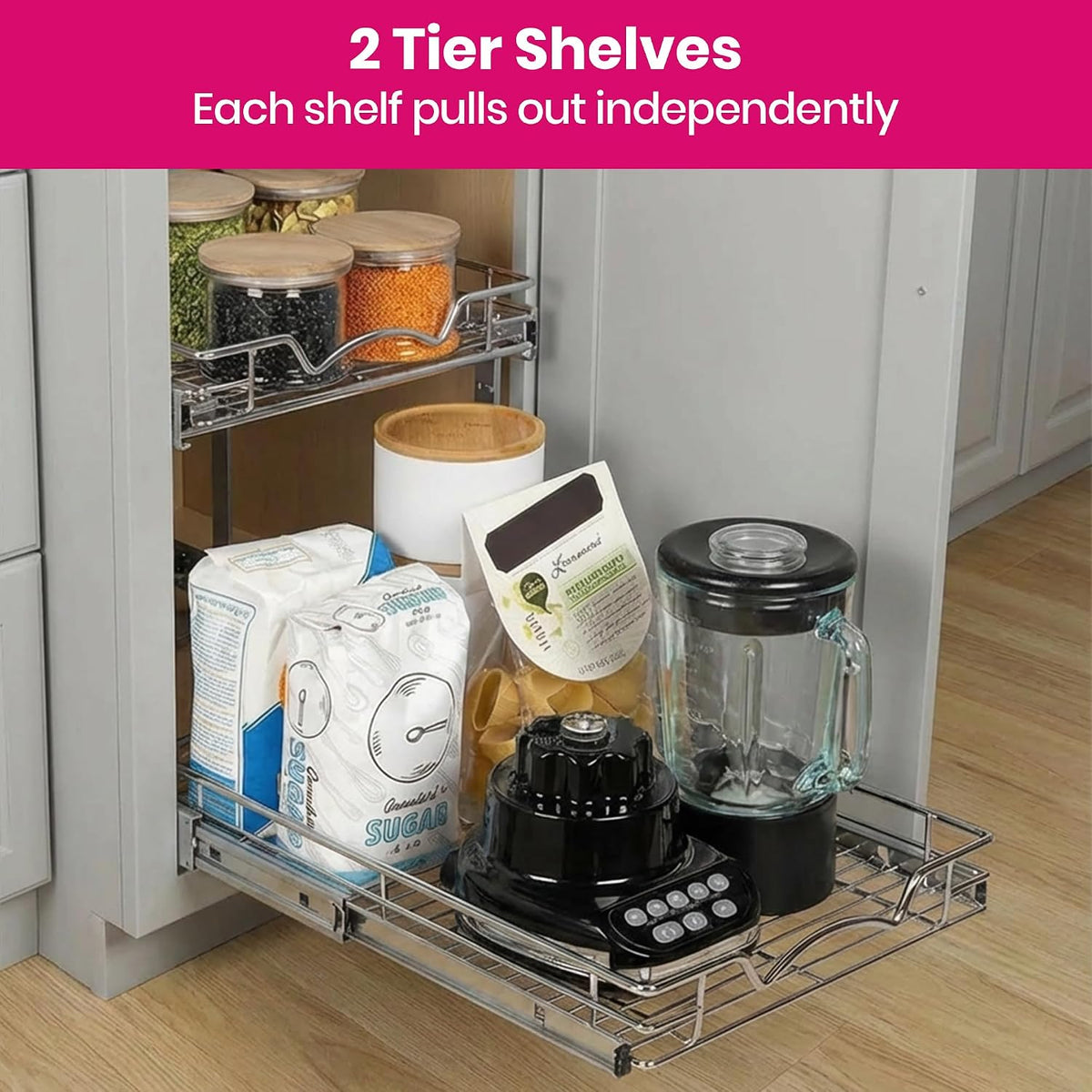 HOLDN’ STORAGE 2-Tier Pull Out Cabinet Organizer, 15" W x 21”D x 16.5"