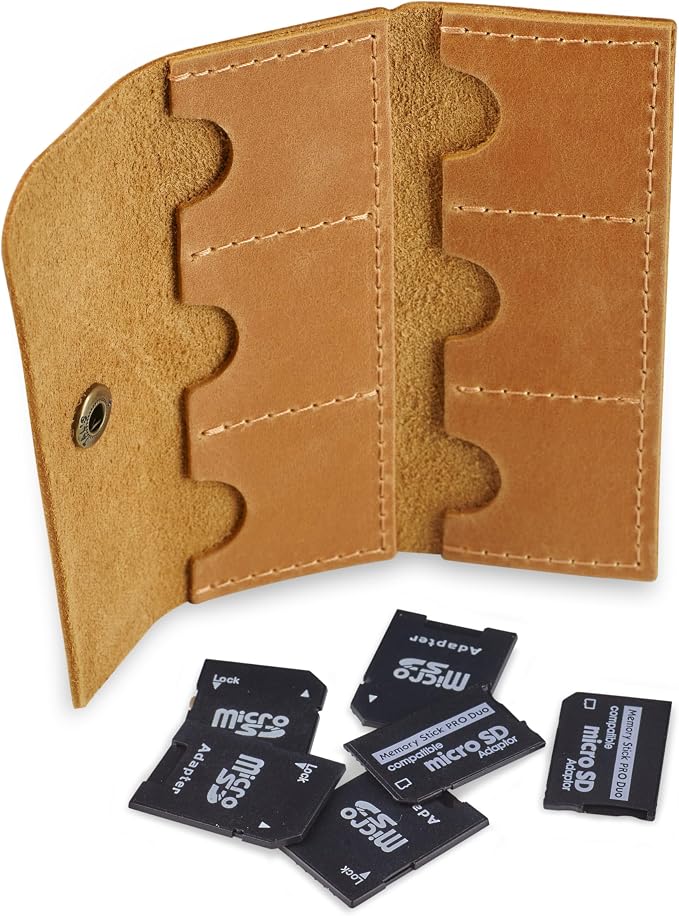 Leather SD/Micro SD Card Holder & Organizer, Storage Case, Travel Memory Card - Image 4