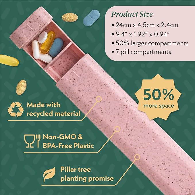 Pillar Plus - Aesthetic 7 XL Day Pill Organizer | BPA-Free Wheat Straw Medicine - Image 2