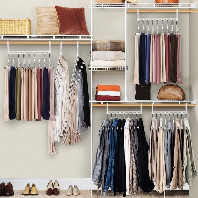Upgrade 9 Layers Pants Hangers Space Saving, 2 Pack Pant Hangers Organizer - Image 4