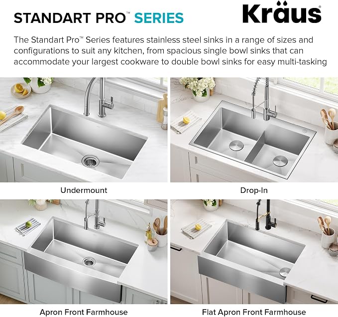 KRAUS Standart PRO 28-inch 16 Gauge Undermount Single Bowl Stainless Steel - Image 16