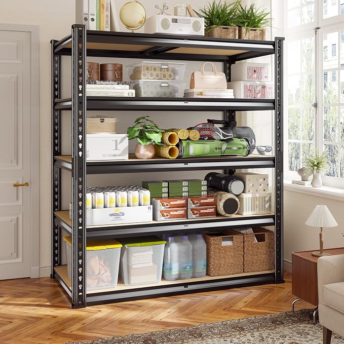 Garage Shelves, 72.1" H Garage Storage Shelves, 5 Tier Adjustable Shelving Units - Image 8