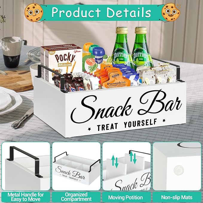 Snack Organizer for Countertop, Wood Pantry Storage Bins - Image 6