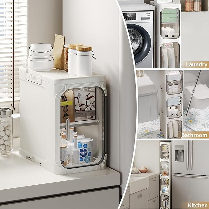 2-Tier Tall Narrow Storage Cabinet, Slim Bathroom Storage Cabinet - Image 4