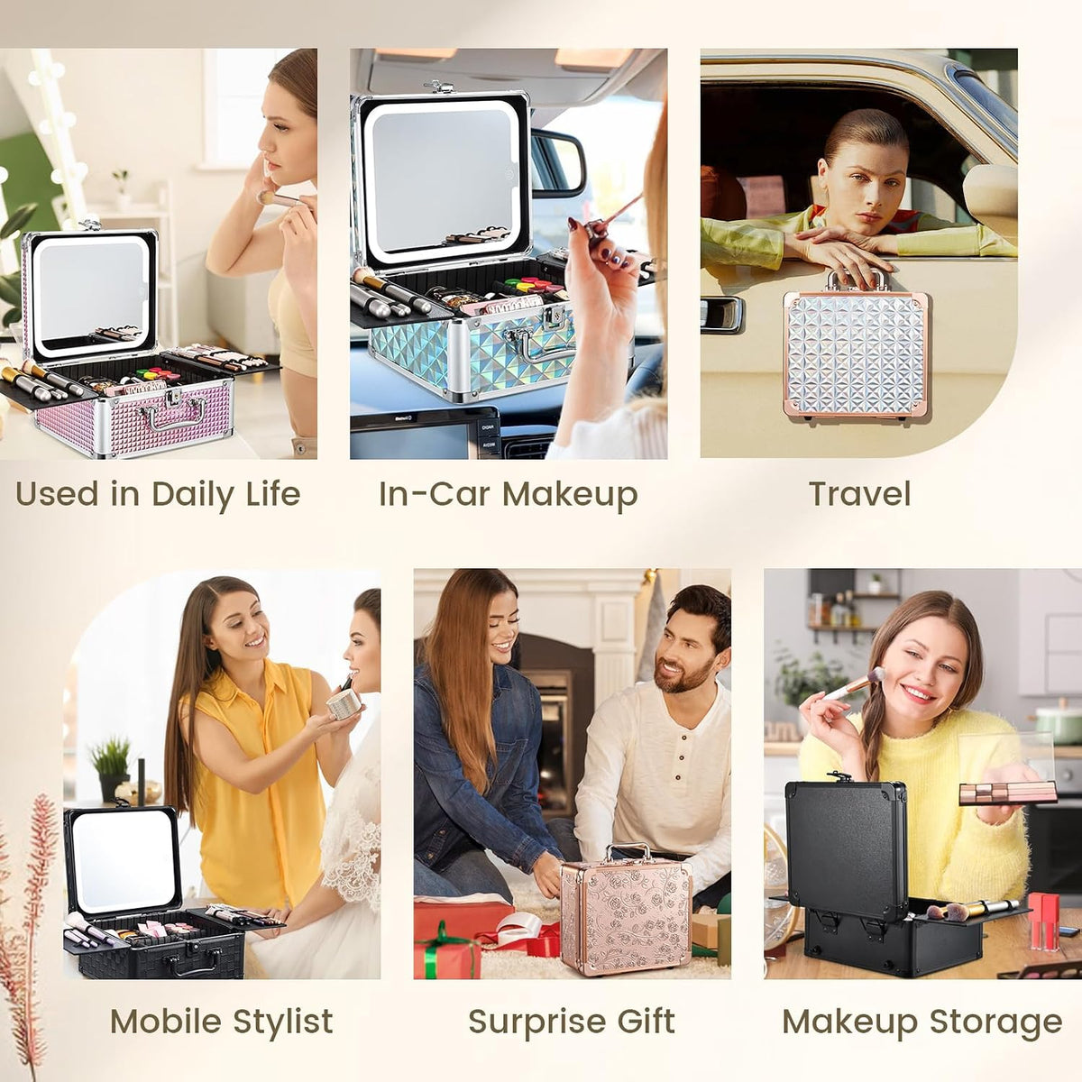 Makeup Bag with LED Mirror – Hard Makeup Case with Lighted Mirror