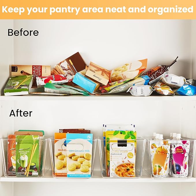 YIHONG Clear Plastic Storage Bins, 8 Pack Pantry Organizer Bins - Image 6