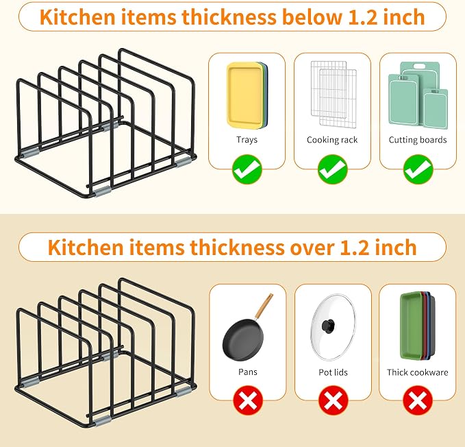 2-Pack Medium Black Cutting Board Racks, Kitchen Cabinet Organizer, 5 Tiered - Image 3