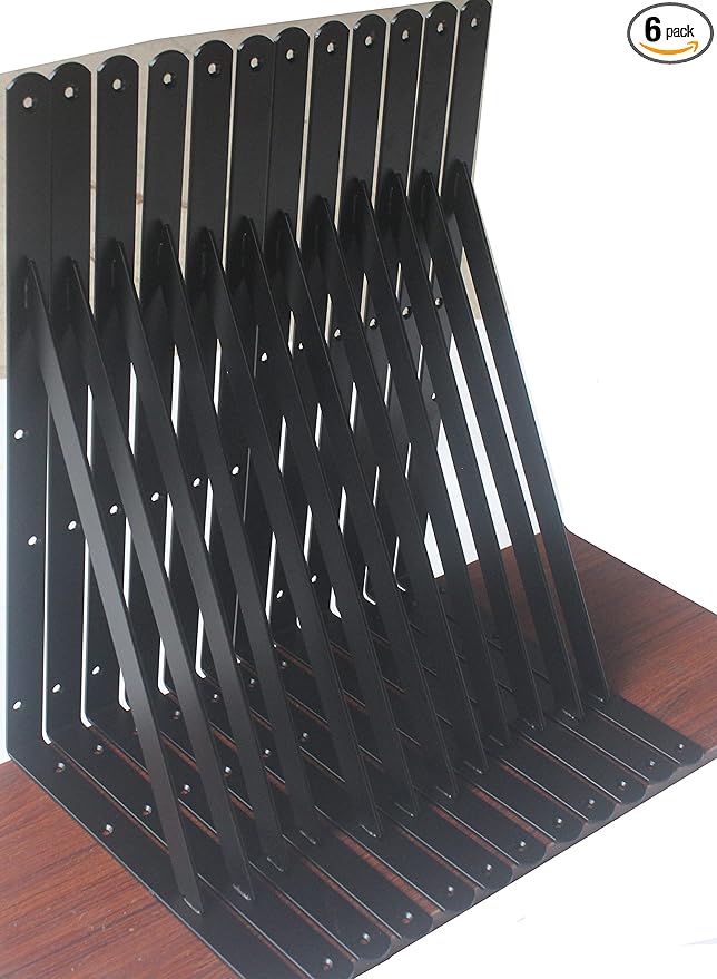 6 Pack L18 x H 12" Black Heavy Duty Shelf Brackets by MHMYDZ