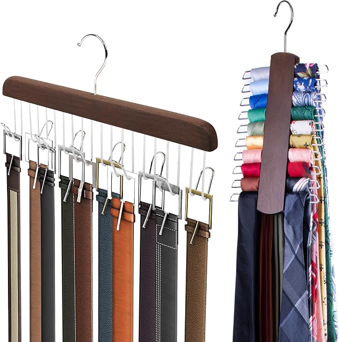 Umo Lorenzo Premium Wooden Tie and Belt Hanger by UMOLORENZO