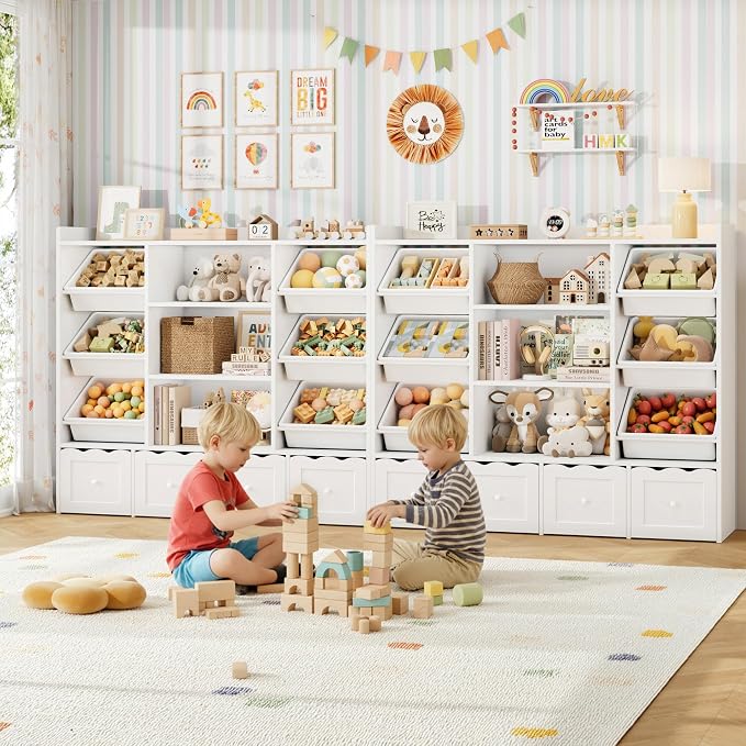 HITHOS 55" W Kids Toy Storage Organizer, Large Toy Box - Image 3