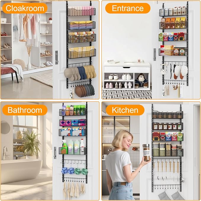 Over the Door Organizer, 2 in 1 Metal Hanging Closet Organizer & Hat Rack - Image 7