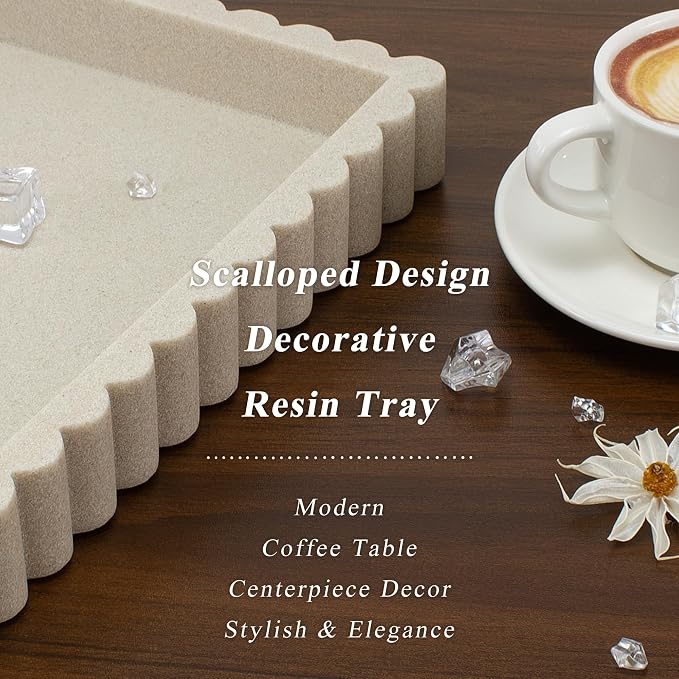 YMXYJM-Scalloped Coffee Table Tray，Ottoman Tray - Image 2