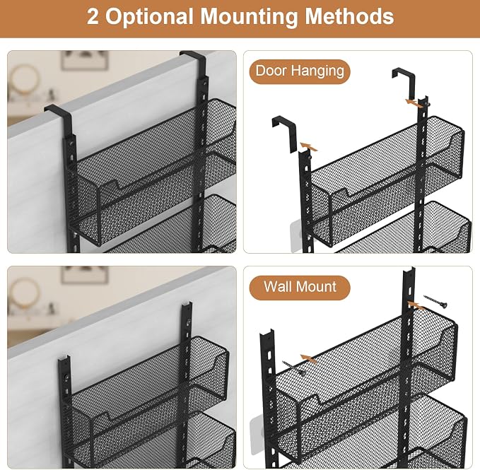 Over The Door Organizer, 8-tier Metal Door Organizer Hanging - Image 4