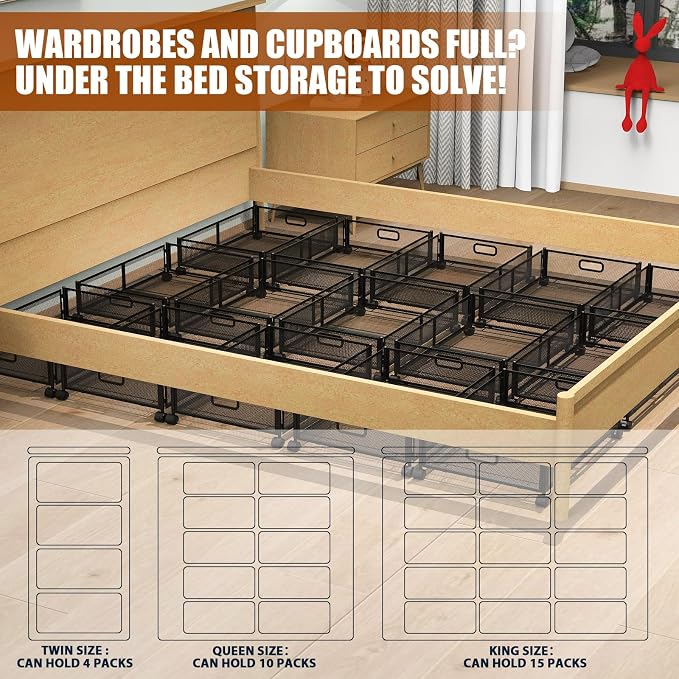Under Bed Storage Containers, 4 Pack Foldable Underbed Storage Containers - Image 3