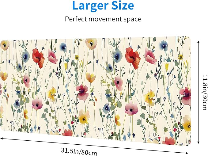 Wild Flowers Large Mouse Pad, Gaming Keyboard Desk Pad, Extended Mouse Mat - Image 3