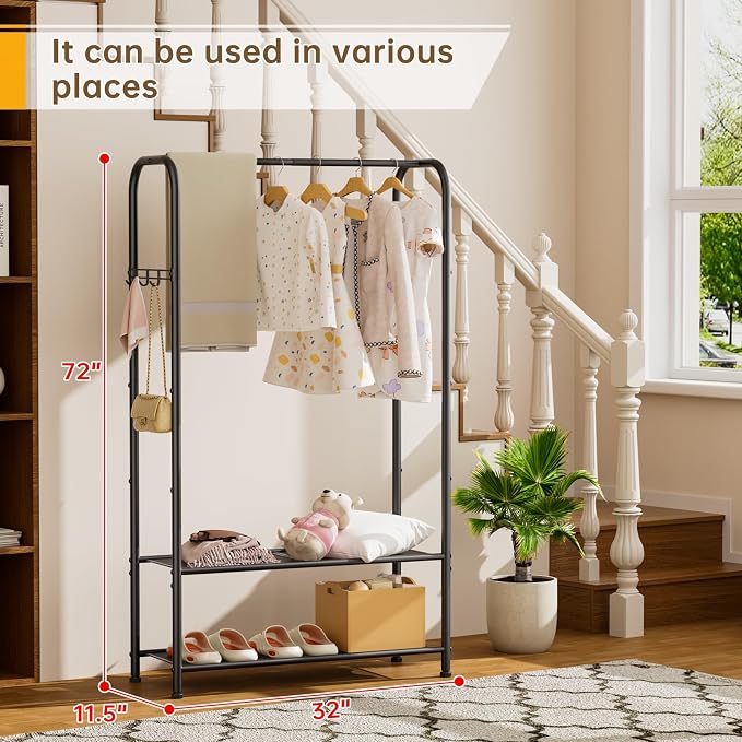 Clothes Garment Coat Rack Drying Clothing Racks Metal Freestanding - Image 6