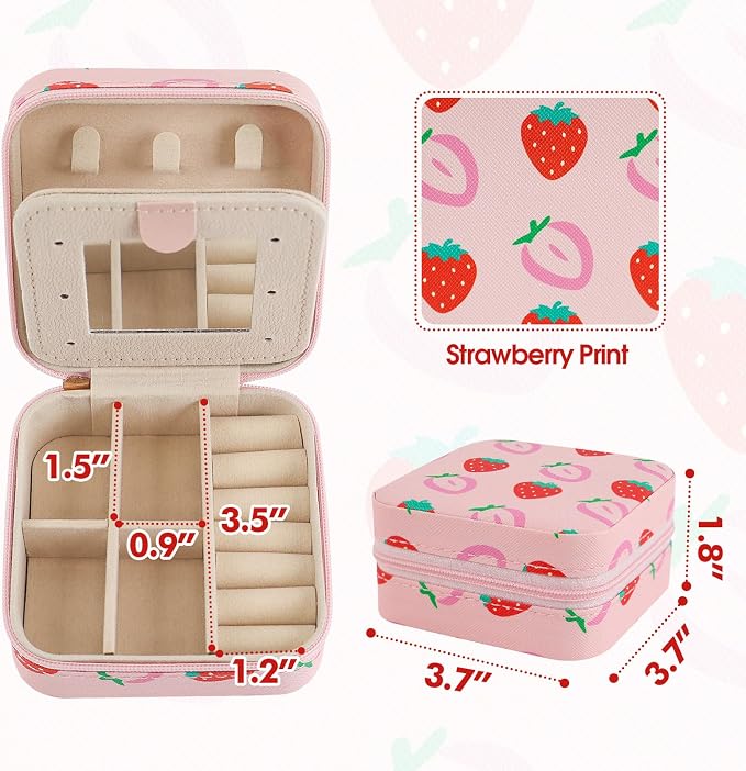 Strawberry Travel Jewelry Case Organizer, Small Jewelry Box - Image 7