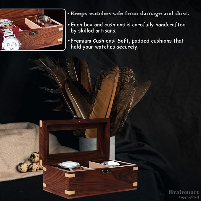 Wooden Watch Box for Men & Women, Watch Organizer & Display Case, Premium - Image 4