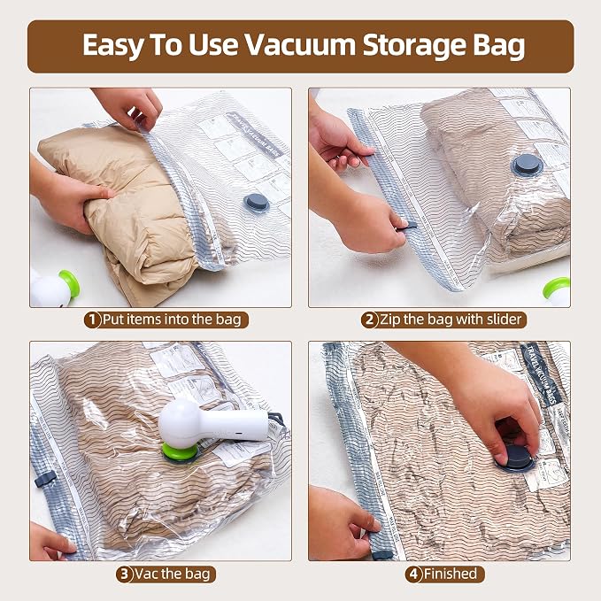 Travel Vacuum Storage Bags, 6 Pack Carry-On Size Compression Packing Bags - Image 7