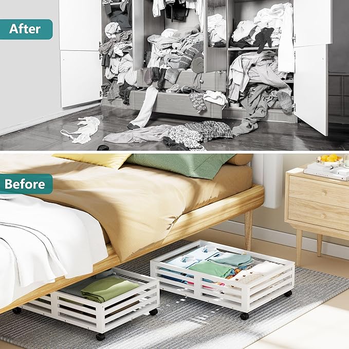 Wisuce Bamboo Under Bed Storage Containers- Underbed Organizer - Image 7