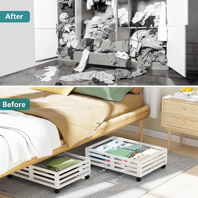Bamboo Under Bed Storage Containers- Underbed Organizer - Image 6