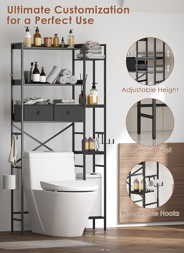 Over The Toilet Storage Rack, 7-Tier Over Toilet Bathroom Organizer - Image 4