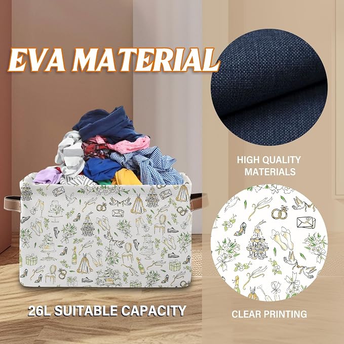 Rectangle Wedding Nursery Storage Basket, Wed Collapsible Storage Box Bin - Image 3