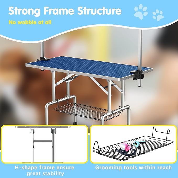 Lyromix 46''Large Dog Grooming Table, Adjustable Cat Drying Desktop - Image 4