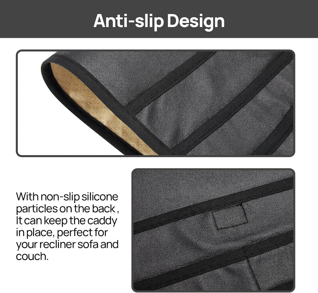 Teniux Remote Control Holder Faux Leather Armrest Organizer with 6
