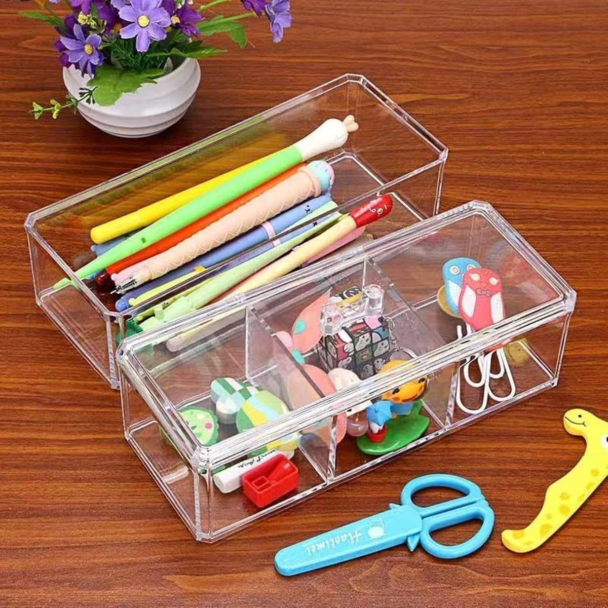 Hair Accessories Organizer for Girls - 2-Pack Clear Acrylic Stackable