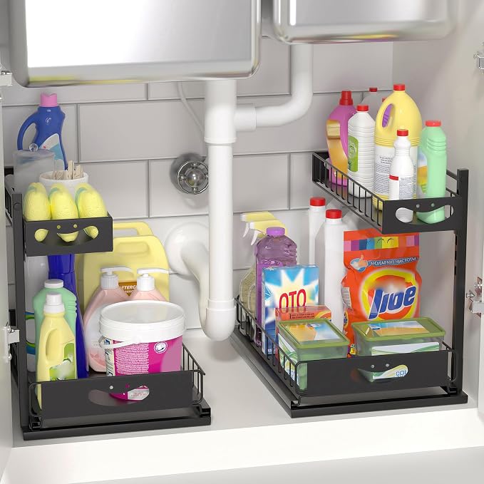 Under Sink Organizer with Pull-Out Drawers, Kitchen Sink Organizer, 2 Tier by Unknown