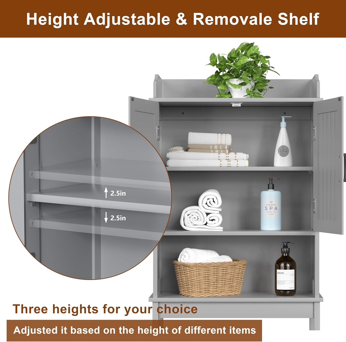 BlueWish Over The Toilet Cabinet, Bathroom Over Toilet Storage with