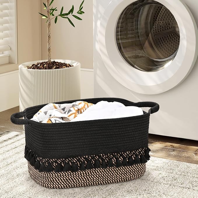 3 Pack Storage Basket for Shelves, Boho Cotton Rope Storage Bins - Image 8