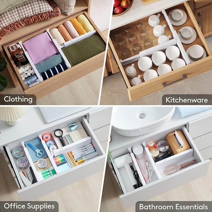 Lifewit 10 Pack Drawer Dividers 4" High, 11-17" Adjustable Dresser Drawer - Image 8