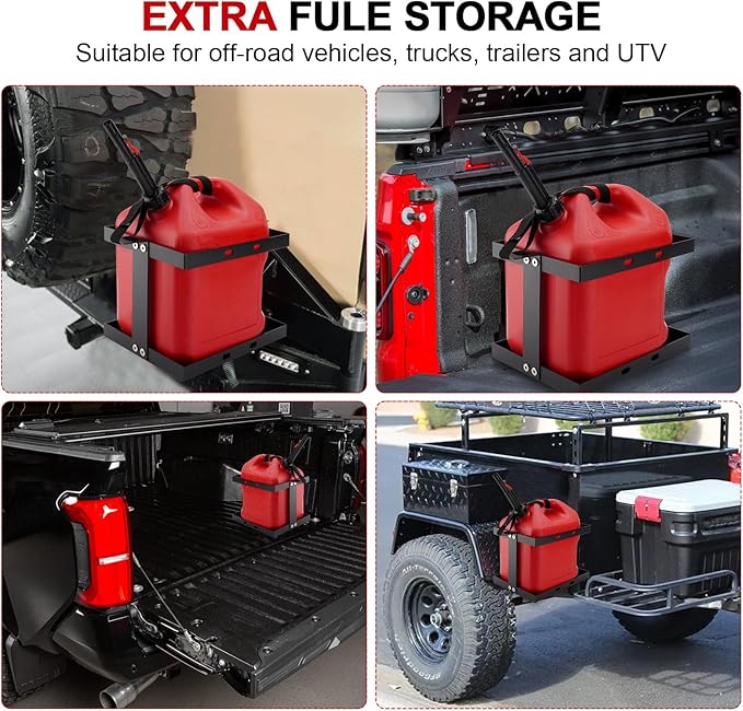 5 Gallon Gas Can Holder with One Securing Strap, Cold-forged Steel Fuel Tank - Image 6