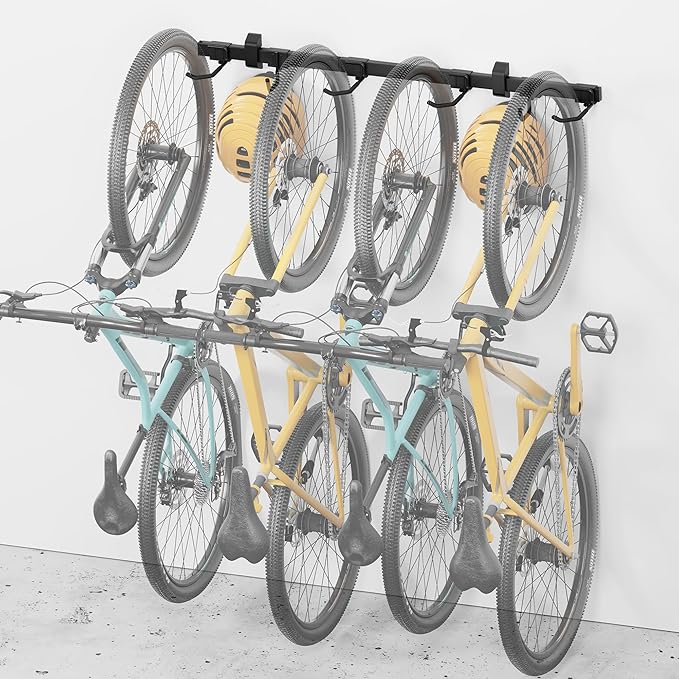monTEK Enhanced Bike Storage Rack, Adjustable 4-Bike and 2-Helmet Hangers by monTEK