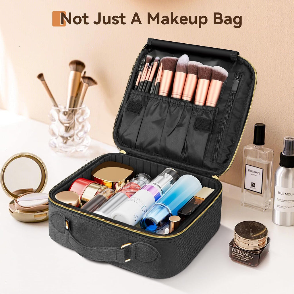 JUSRON Portable Makeup Artist Organizer Bag with Adjustable Dividers
