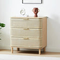 ORRD 3 Drawer Dresser, Modern Iron Rattan Cabinet Dresser by ORRD
