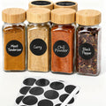 6Pcs Spice Jars with Label, 4oz Empty Square Seasoning Containers