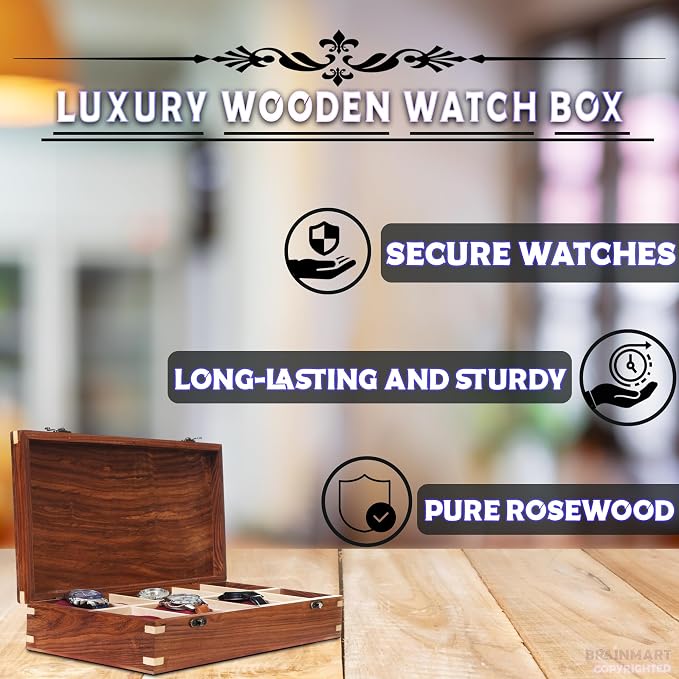 Wooden Watch Box for Men & Women, Watch Organizer & Display Case, Premium - Image 2