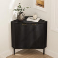 Fluted Corner Cabinet, Modern Small Corner Floor Cabinet by EYYTHUNG