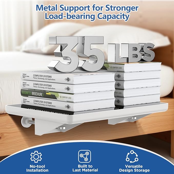 Bedside Shelf for Dorm Bunk Bed, Clip On Nightstand, Bed Side Table Tray - Image 3