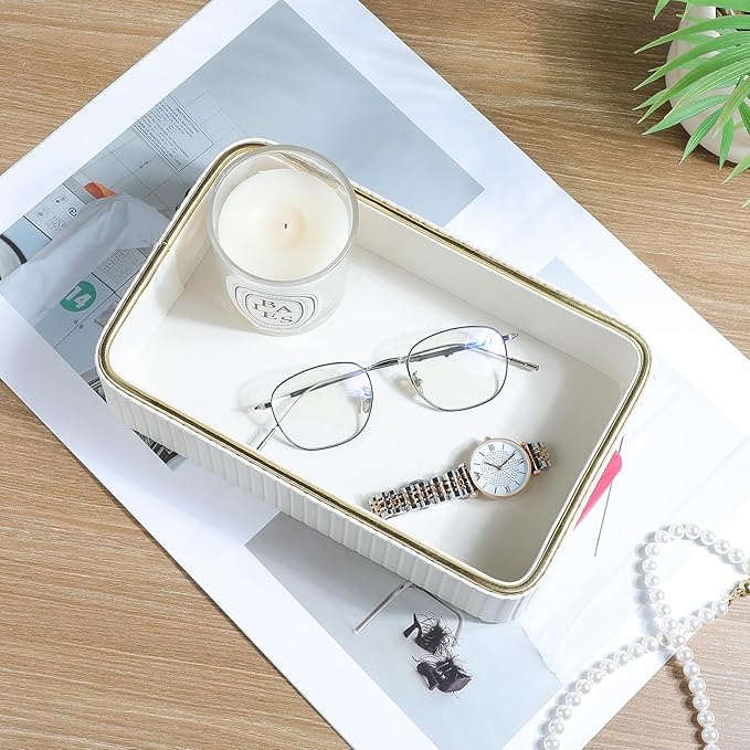 Desk Organizer Tray, PU Leather Valet Tray Nightstand Organizer Cologne Perfume - Image 4