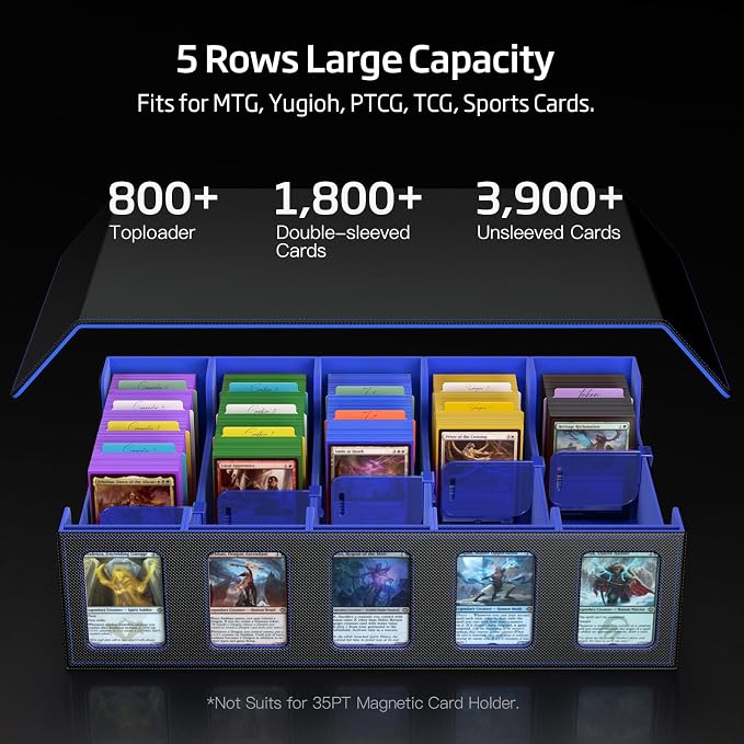 Trading Card Storage Box 5-Row 3900+ Capacity, TCG MTG Card Case - Image 3