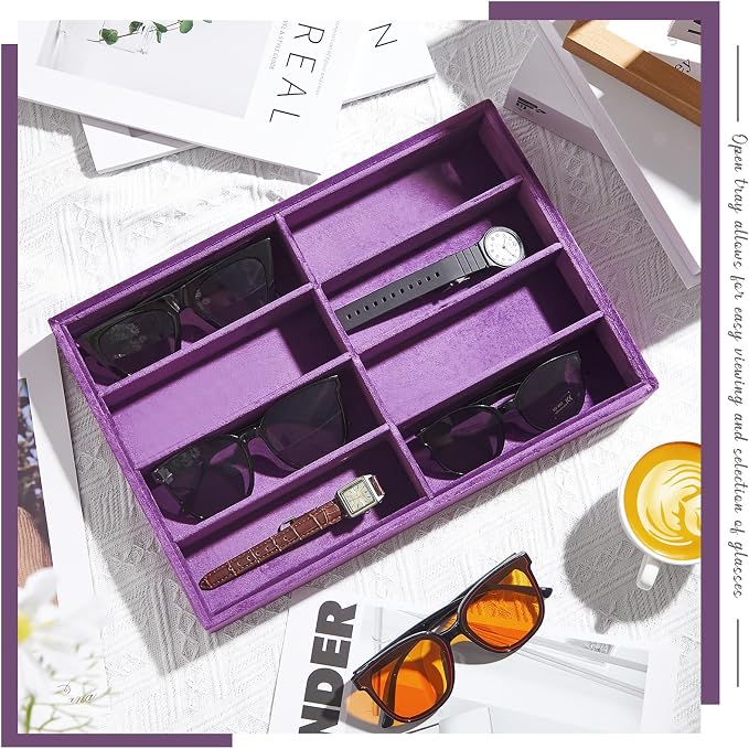 Amylove 2 Pcs Sunglass Organizer Trays Glasses Stackable Jewelry Trays Sunglass - Image 5