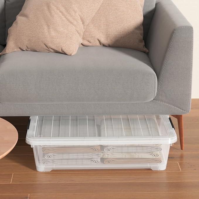 40 Quarts Clear Stackable Underbed Box, Shallow Underbed Bins - Image 7