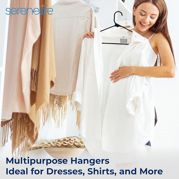 SereneLife 200 Pack Plastic Hangers, Space-Saving Closet Organizers, Durable - Image 7