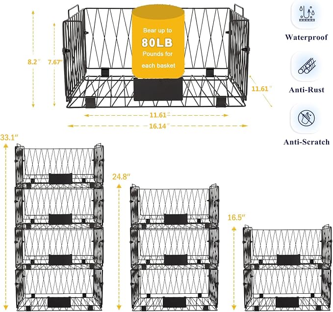 4 PACKS XXL Kitchen Organization and Storage Pantry Baskets, Fruit & Vegetable - Image 3