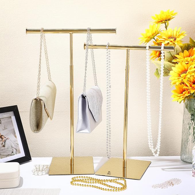 Leinuosen 4 Pcs T Shaped Purse Display Stand Necklace Display Stand Tabletop - Image 5